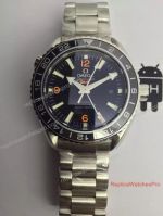 Fake Swiss Omega Seamaster GMT Watch Stainless Steel Black Dial
